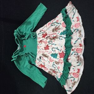 Festive Green and White Kids Dress